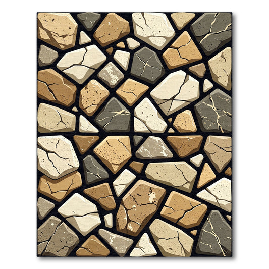 Modern Earthy Tonal Cobblestone Mosaic Rug