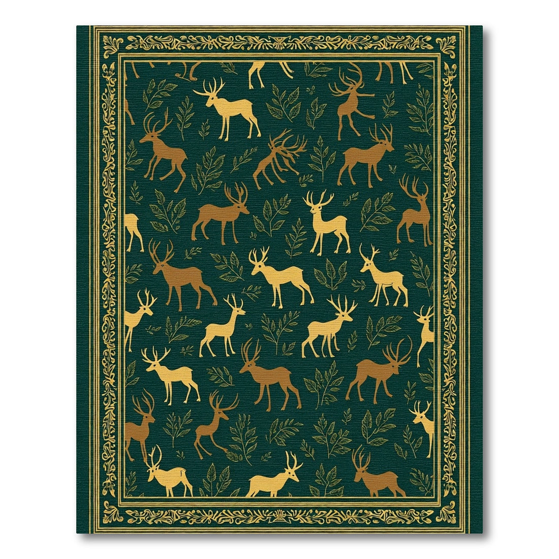 Golden Deer Forest Botanical Rug