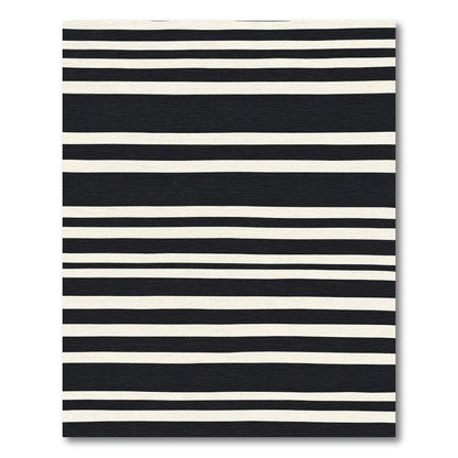 Bold Monochrome Horizontal Bands Rug