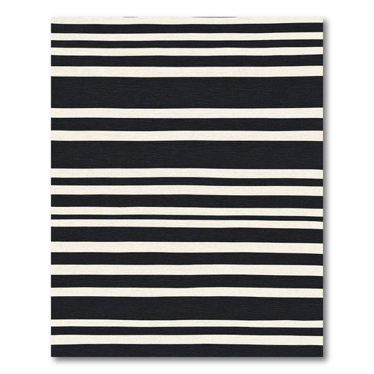 Bold Monochrome Horizontal Bands Rug