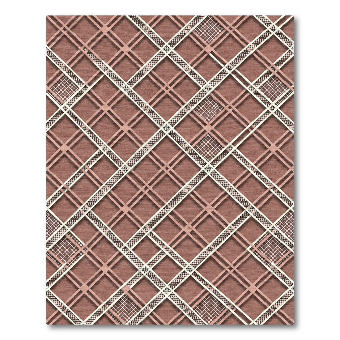 Sophisticated Taupe Geometric Lattice Weave Rug