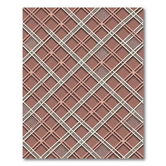 Sophisticated Taupe Geometric Lattice Weave Rug