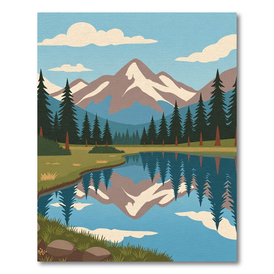 Earthy Green Forest Lake Reflection Rug