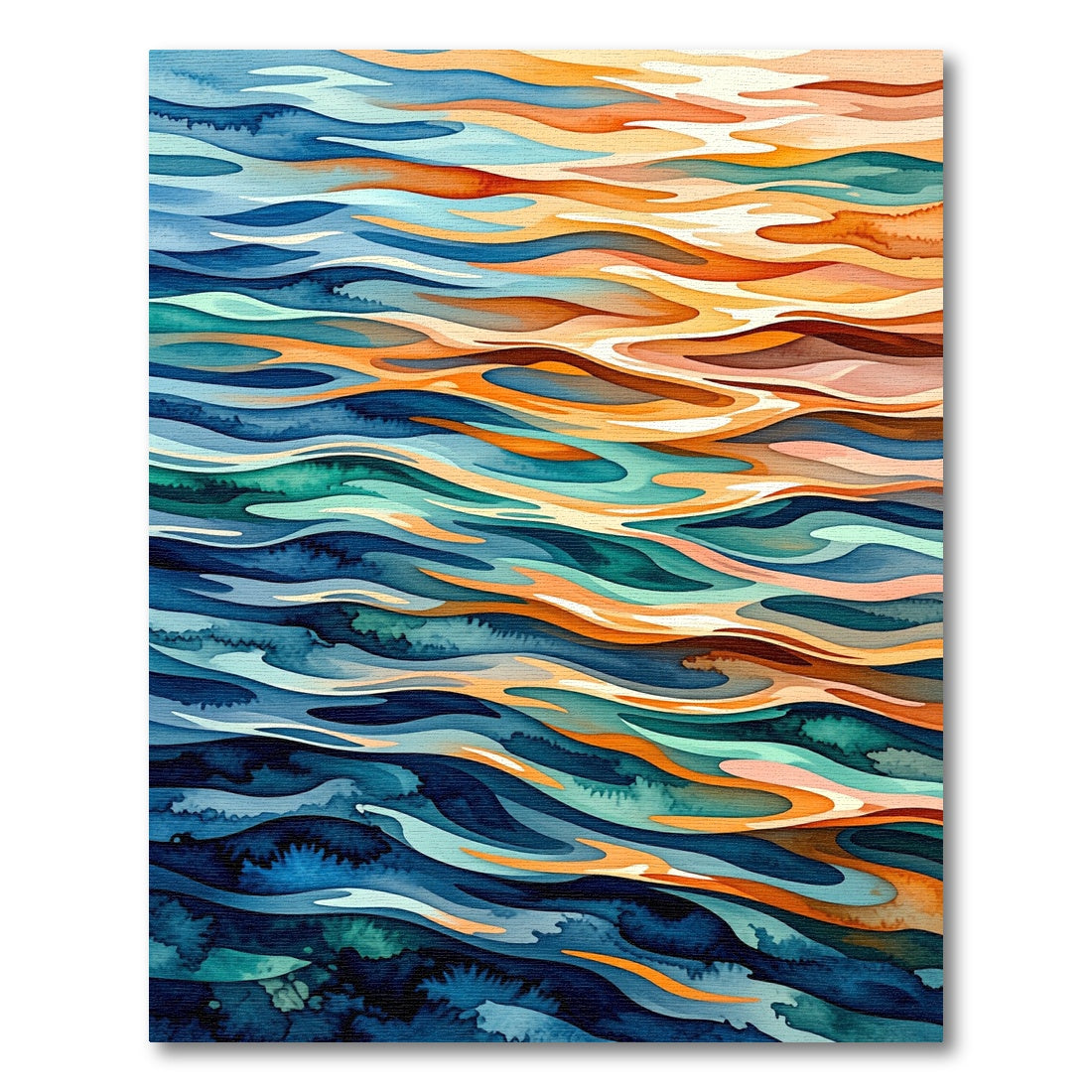Abstract Sunset Wave Rippled Ocean Rug