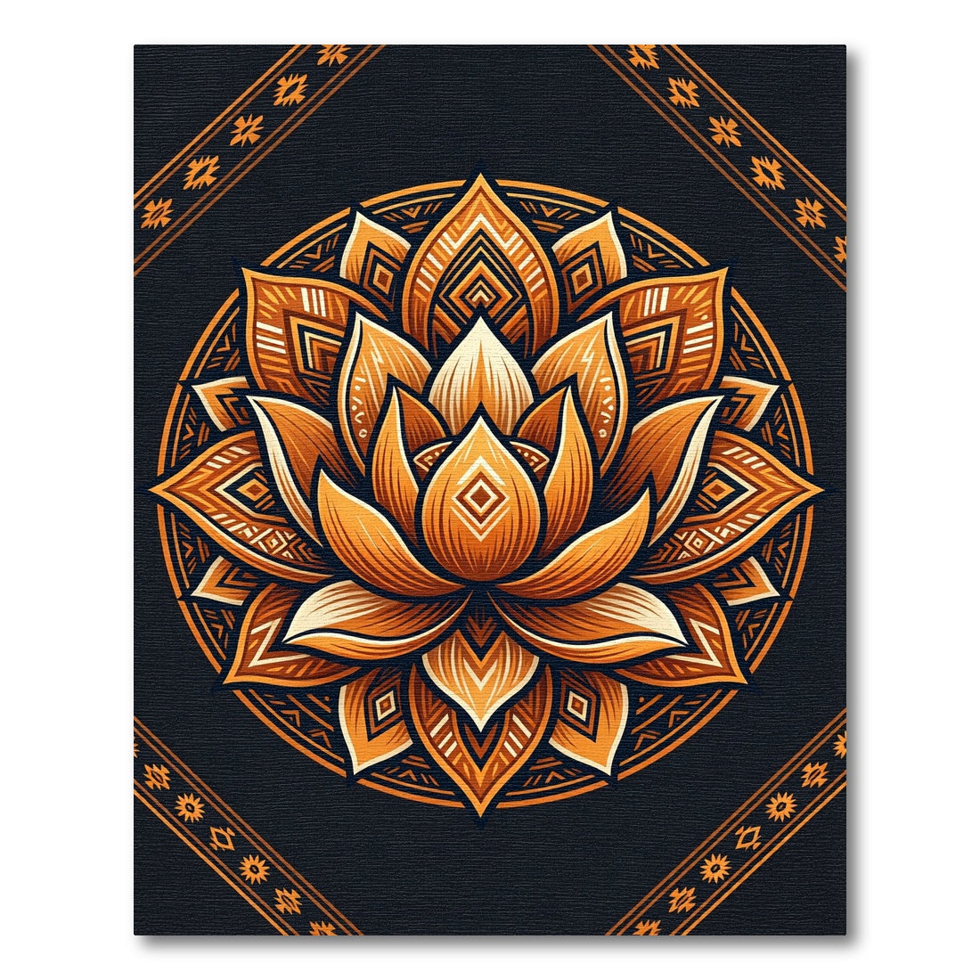Golden Lotus Mandala Art Rug