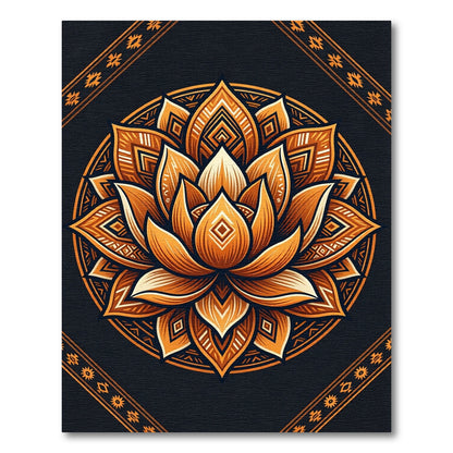 Golden Lotus Mandala Art Rug