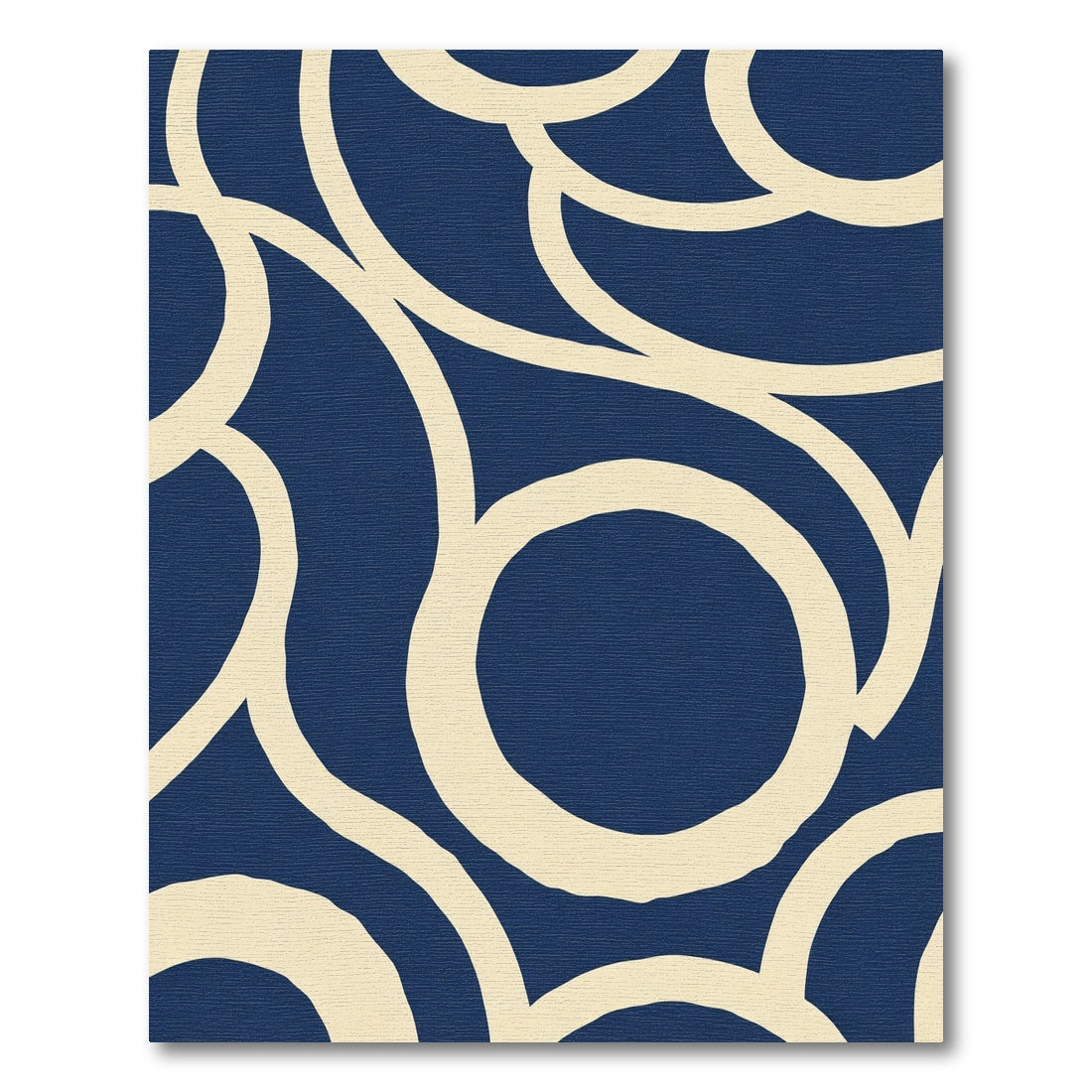 Navy Cream Abstract Swirl Rug