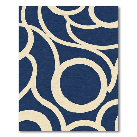 Navy Cream Abstract Swirl Rug