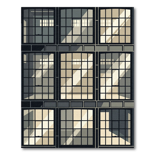 Industrial Grid Architectural Light Window Rug
