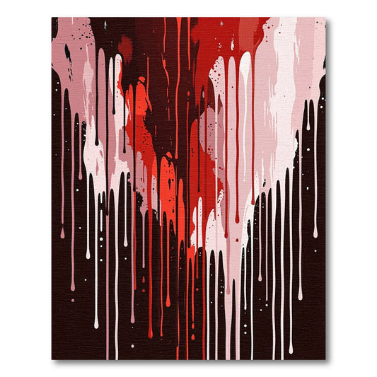 Crimson Red Drip Abstract Art Rug