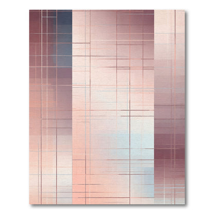 Muted Rose Geometric Overlay Rug
