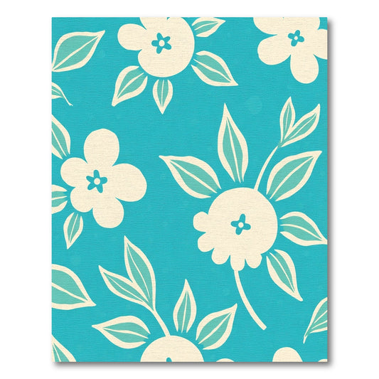Cream Floral Teal Background Rug