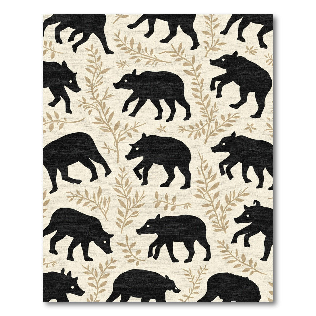 Black Bear Foliage Repeat Rug