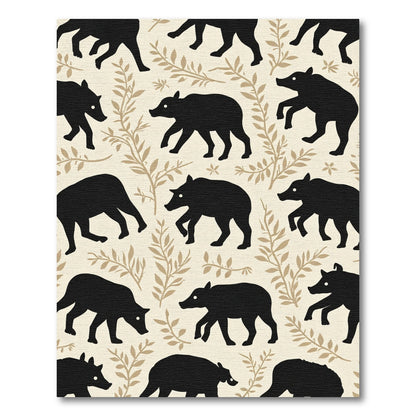 Black Bear Foliage Repeat Rug