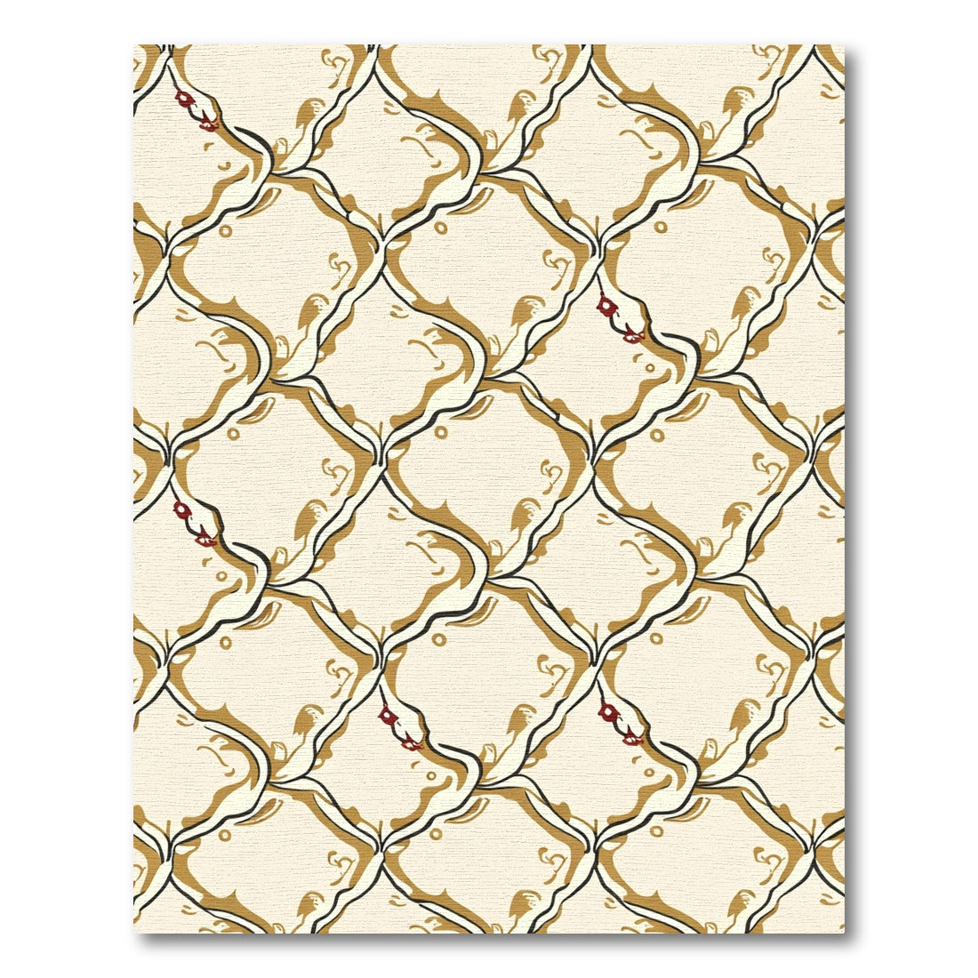 Cream and Gold Interlocking Vine Rug