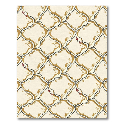 Cream and Gold Interlocking Vine Rug