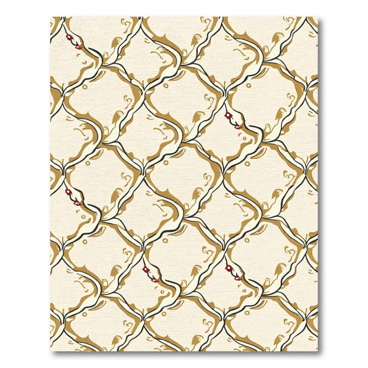 Cream and Gold Interlocking Vine Rug