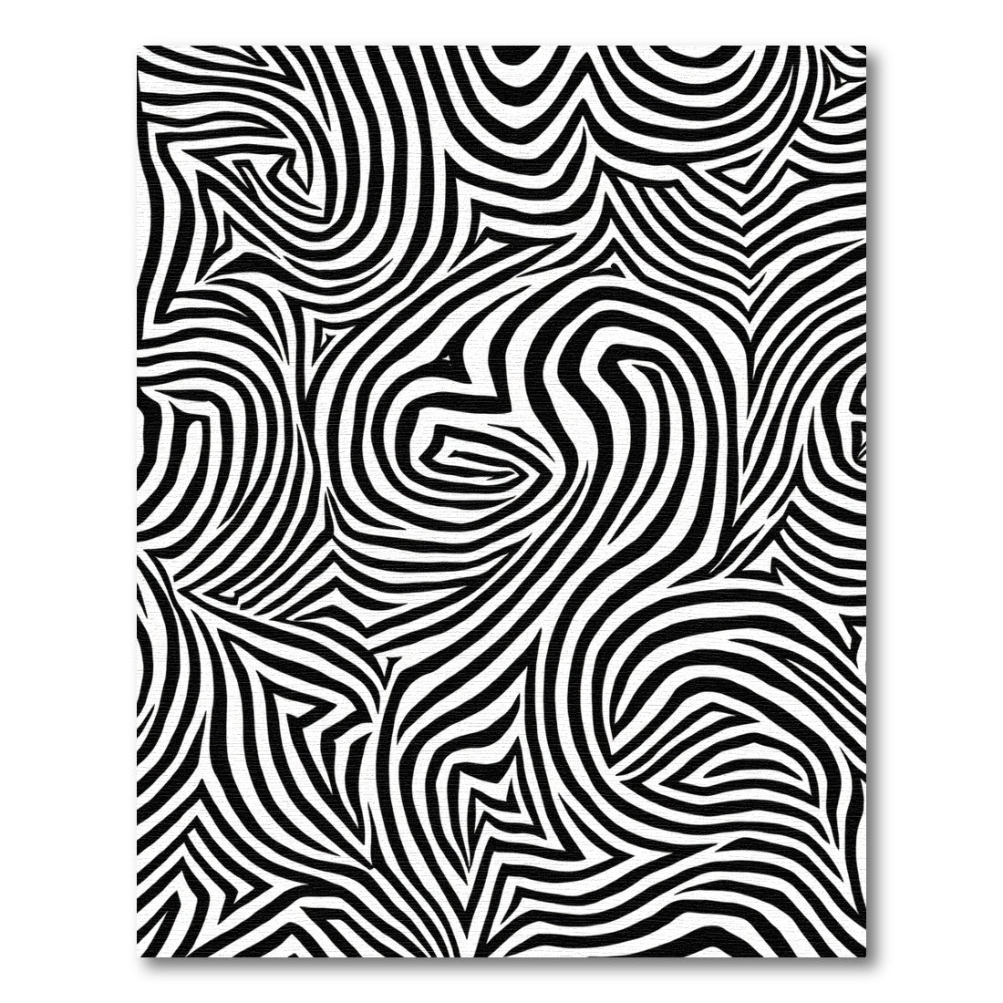 Bold Black White Swirl Lines Rug