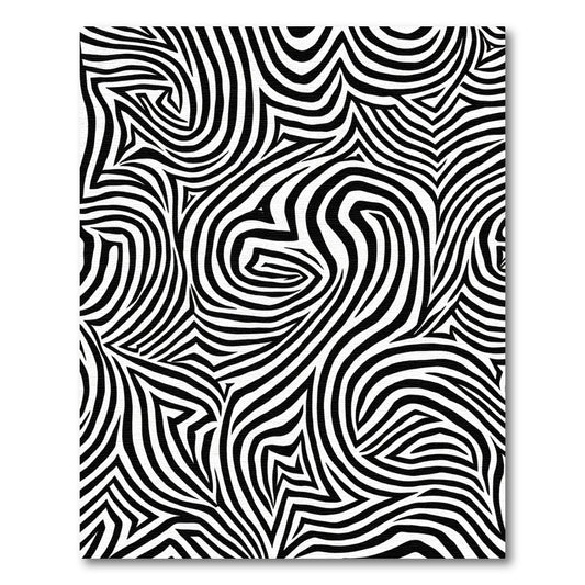 Bold Black White Swirl Lines Rug