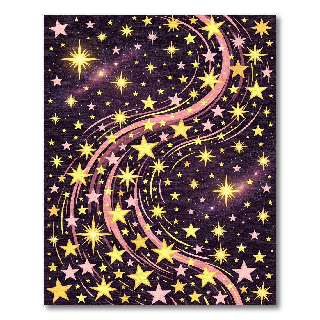 Whimsical Dark Purple Golden Starry Sky Rug