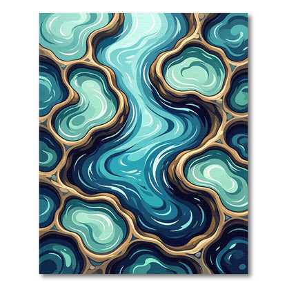 Oceanic Teal Organic Winding Flow Rug