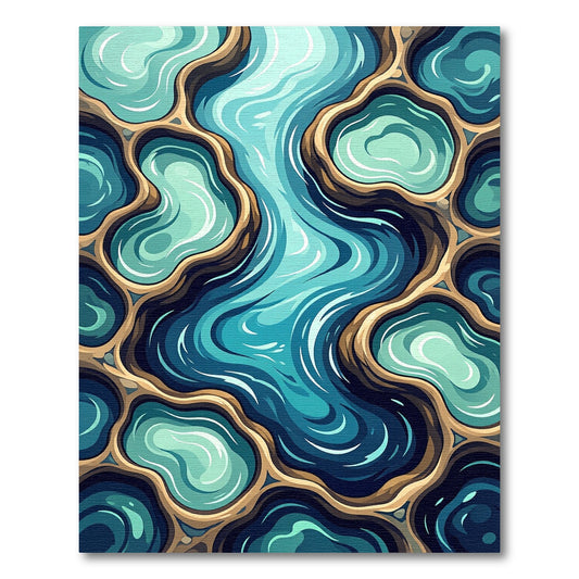 Oceanic Teal Organic Winding Flow Rug