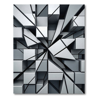 Monochrome Geometric Three Dimensional Abstract Cube Rug