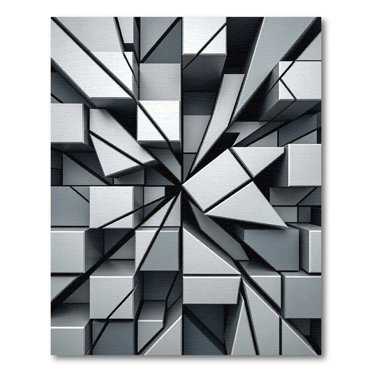 Monochrome Geometric Three Dimensional Abstract Cube Rug