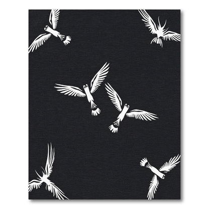 White Birds Flying In Night Sky Rug