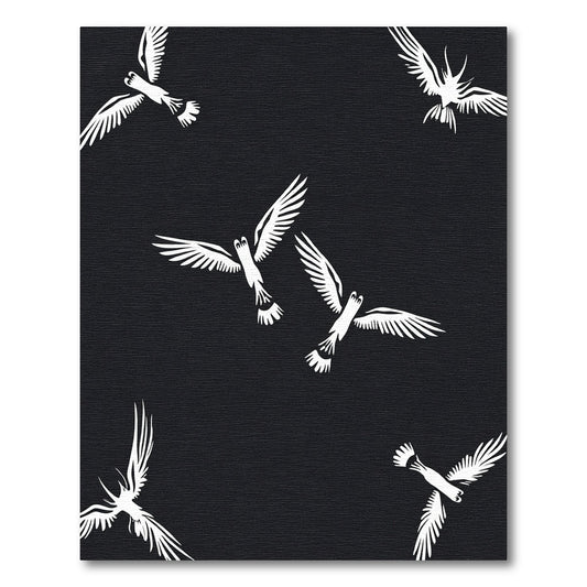 White Birds Flying In Night Sky Rug