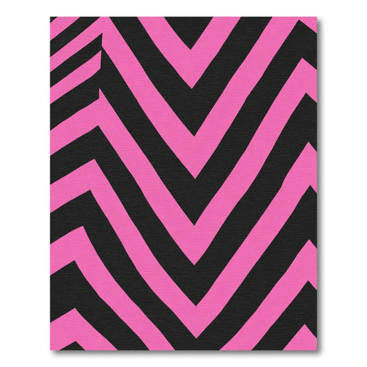 Vibrant Pink Chevron Geometric Rug