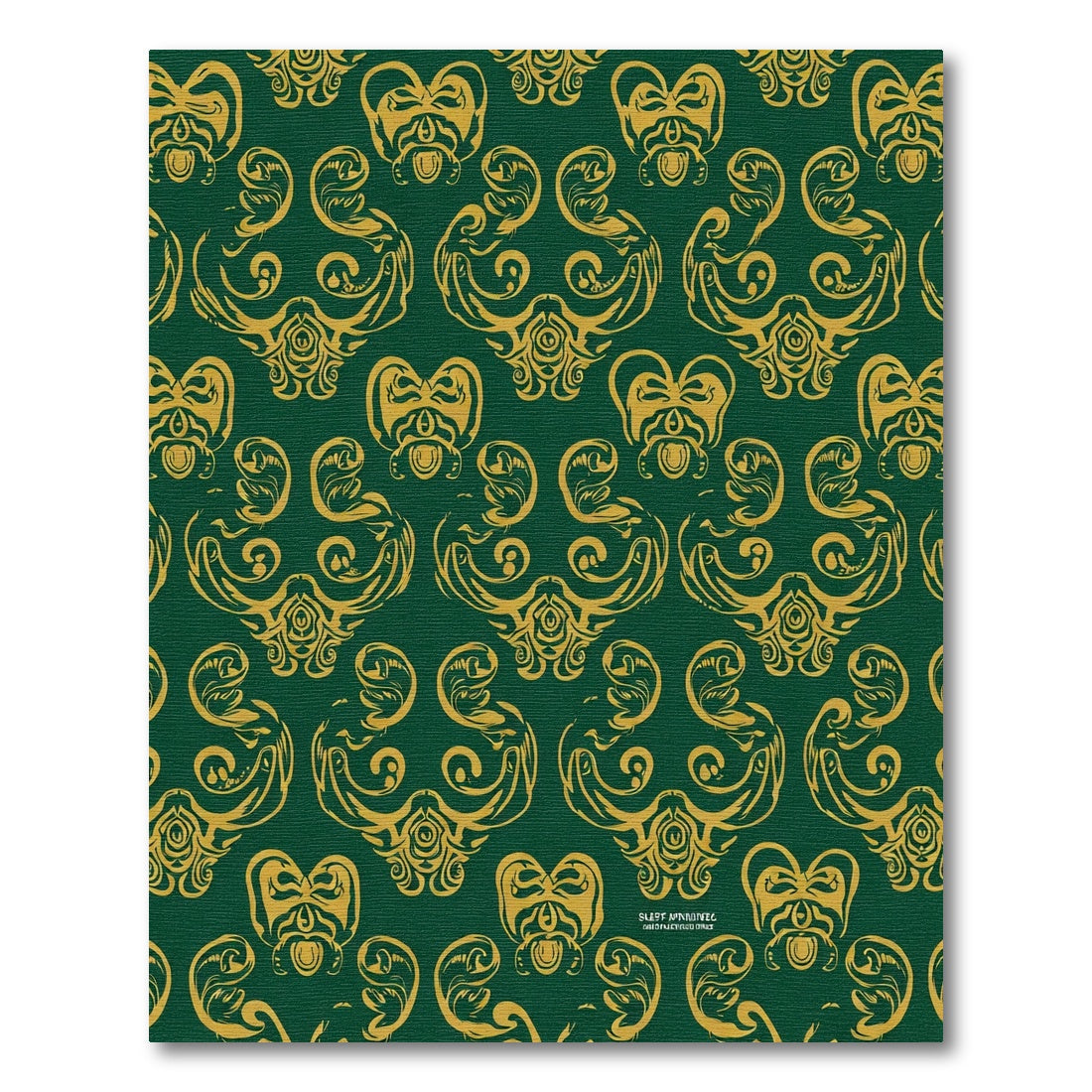 Deep Emerald Gold Scrollwork Pattern Rug