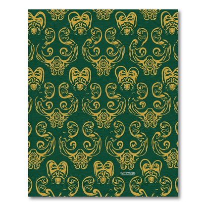 Deep Emerald Gold Scrollwork Pattern Rug