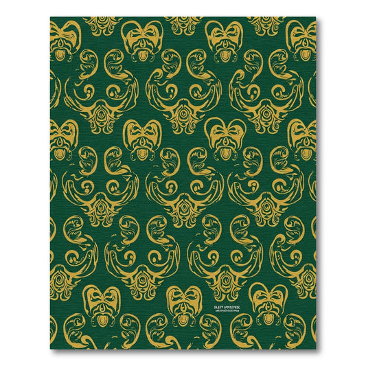Deep Emerald Gold Scrollwork Pattern Rug