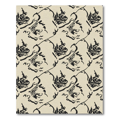 Antique Black Floral Vines Rug