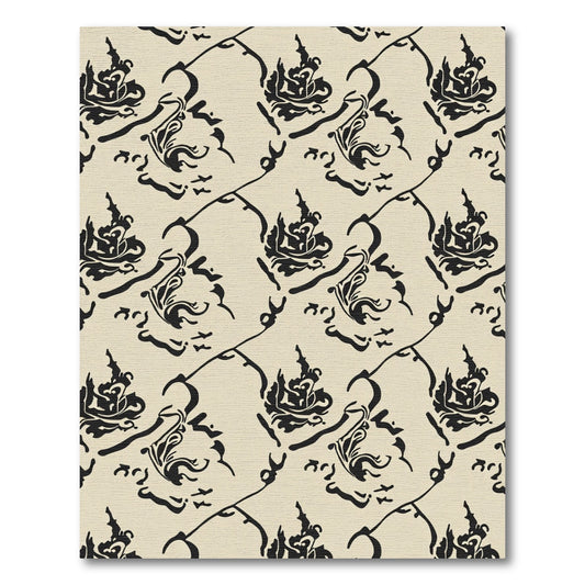 Antique Black Floral Vines Rug