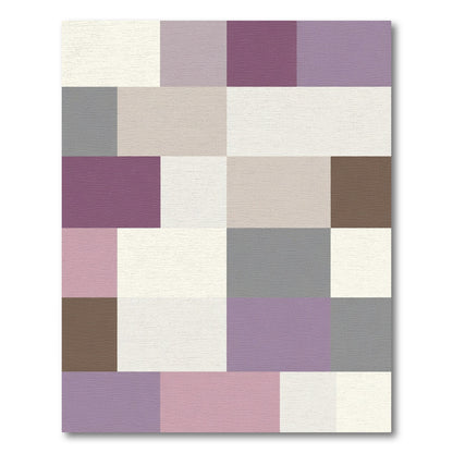 Harmonious Lavender Taupe Geometric Blocks Rug