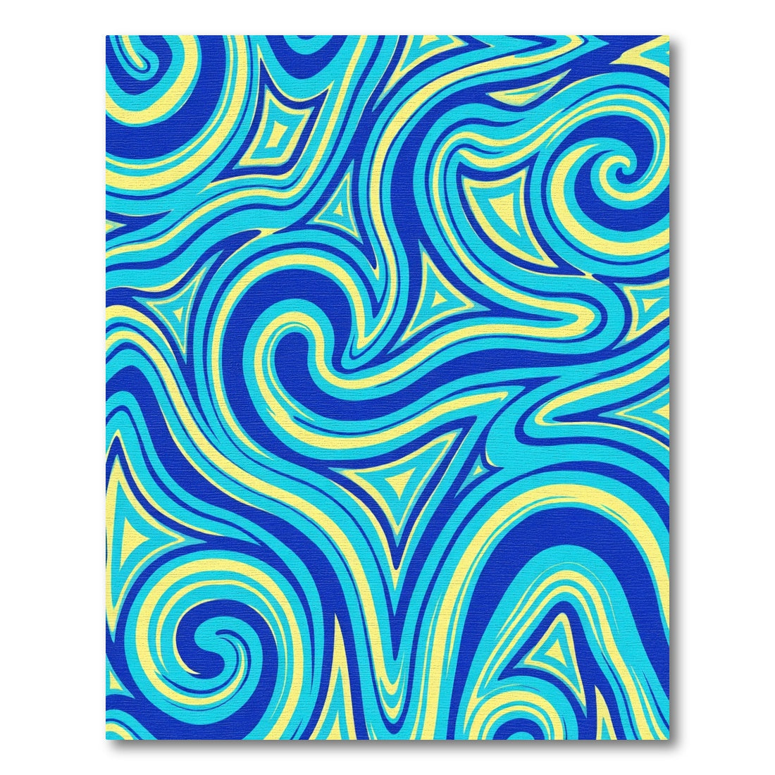 Vibrant Blue Yellow Swirl Abstract Rug
