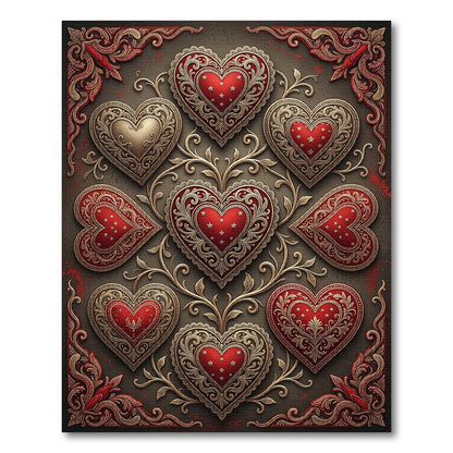 Ornate Heart Medallion with Gold Accents Rug