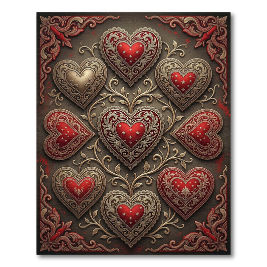 Ornate Heart Medallion with Gold Accents Rug