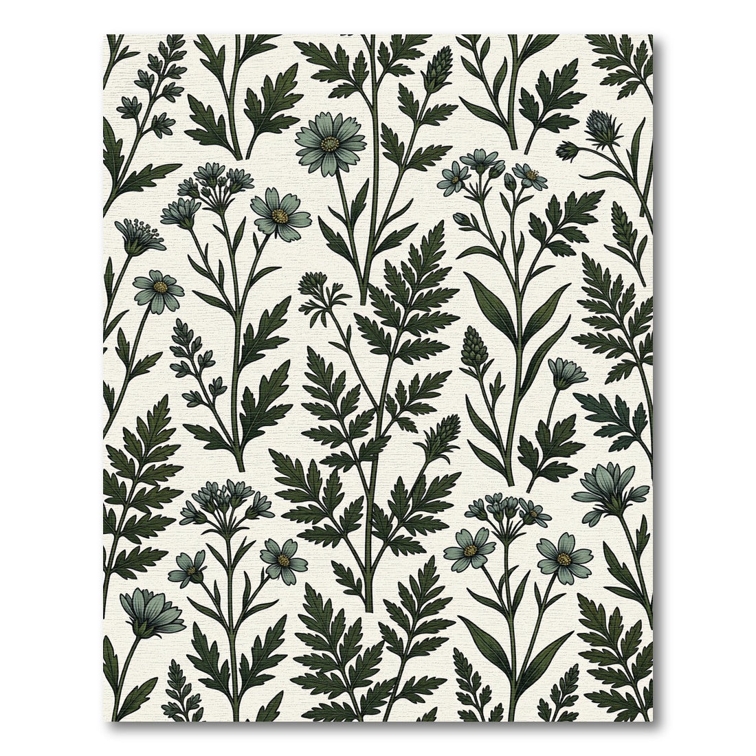 Sage Green Botanical Meadow Field Rug