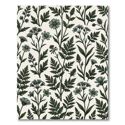 Sage Green Botanical Meadow Field Rug