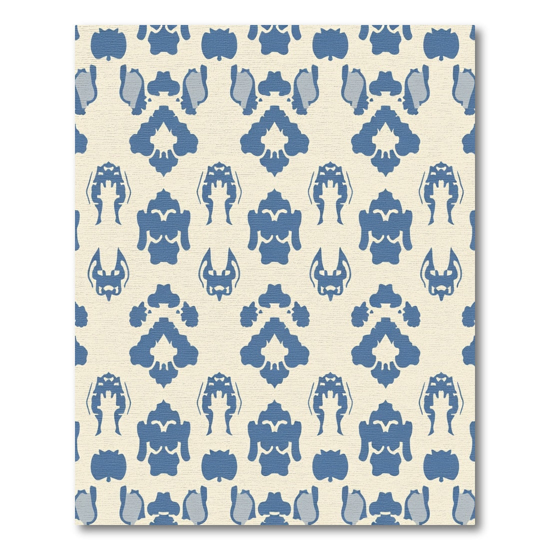 Blue Ivory Abstract Damask Rug