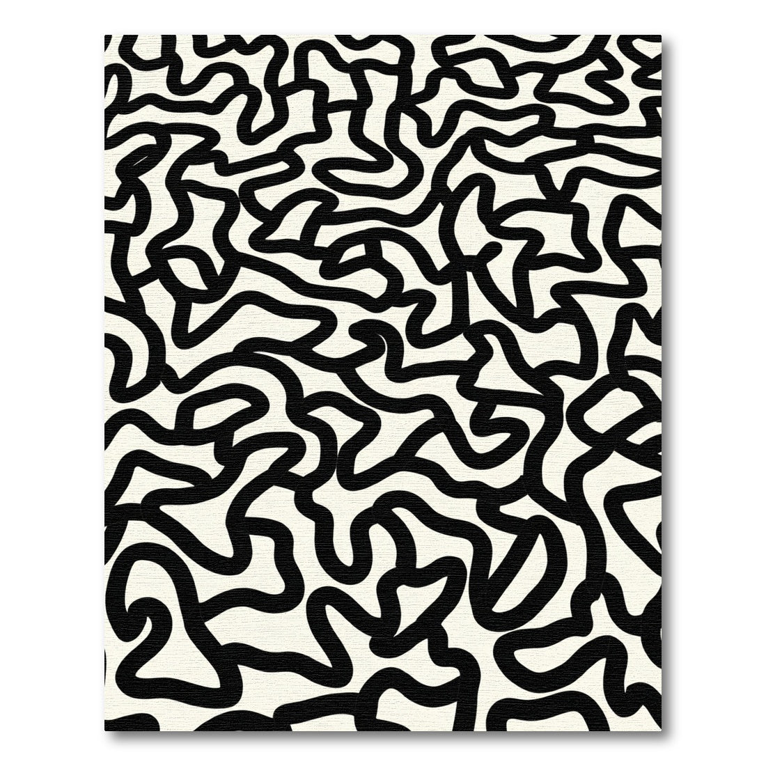 Black White Organic Abstract Flow Rug