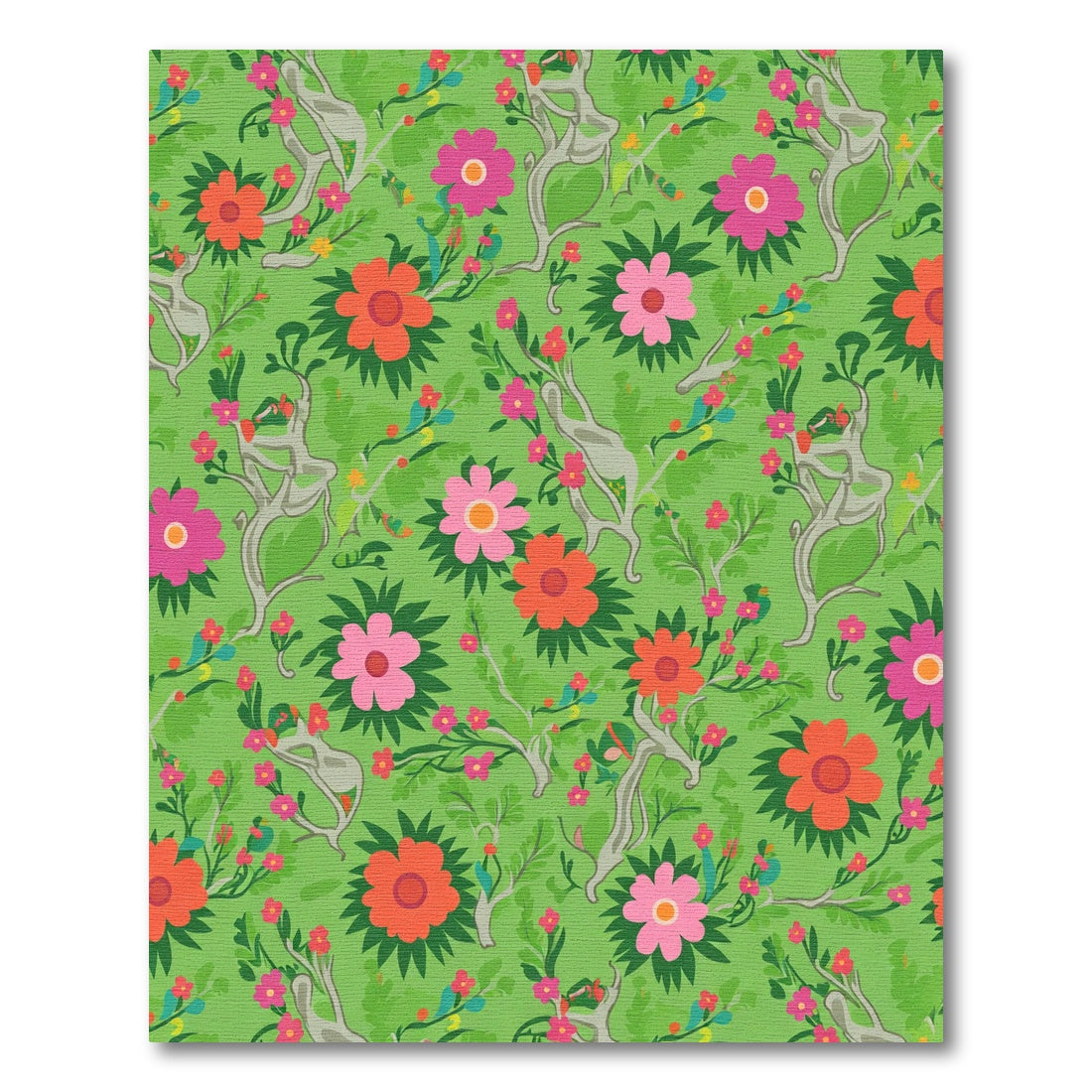 Vibrant Pink Orange Blossom Canopy Rug