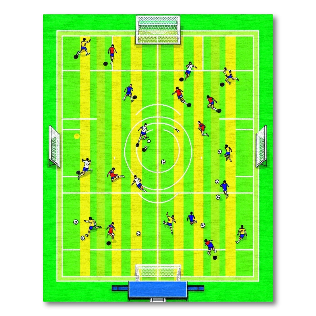 Vibrant Soccer Field Players Rug