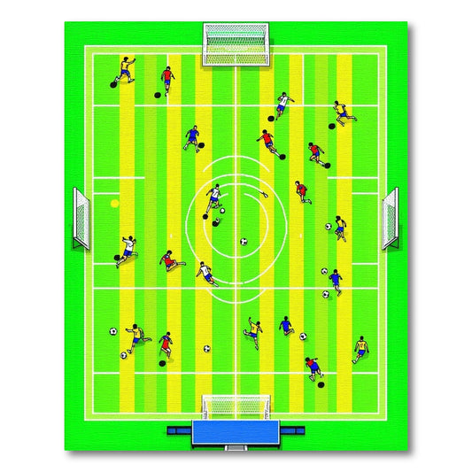 Vibrant Soccer Field Players Rug