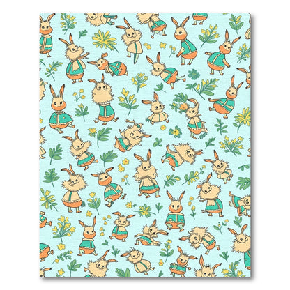 Whimsical Bunnies With Yellow Flowers Rug