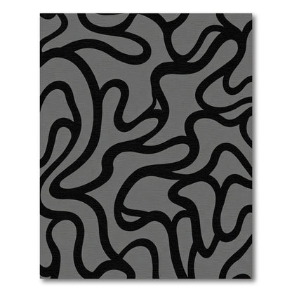 Gray Black Organic Swirls Rug