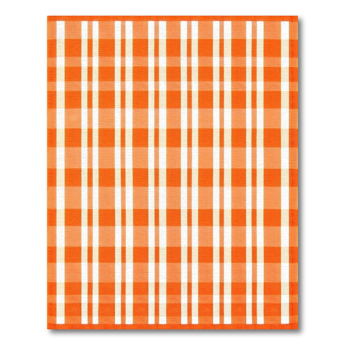 Bold Orange White Checkered Pattern Rug